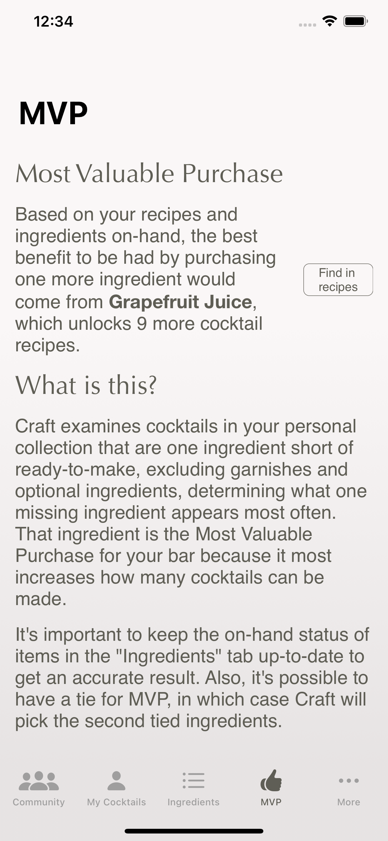 Craft, The Cocktail App