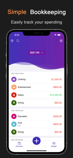 DayCost 2 - Screenshot van persoonlijke financiën