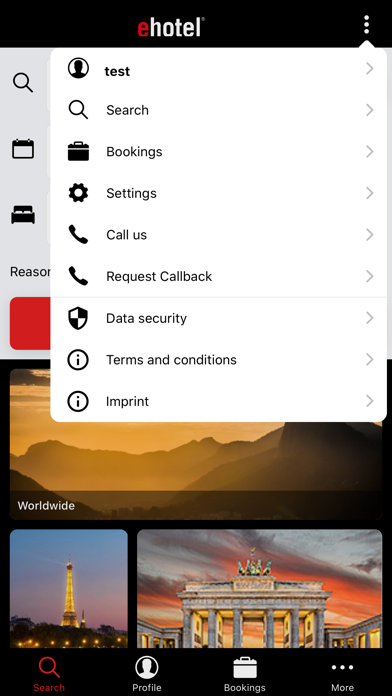 ehotel® hotel booking platform Screenshot