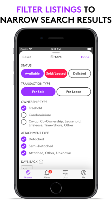 Listed Real Estate Screenshot
