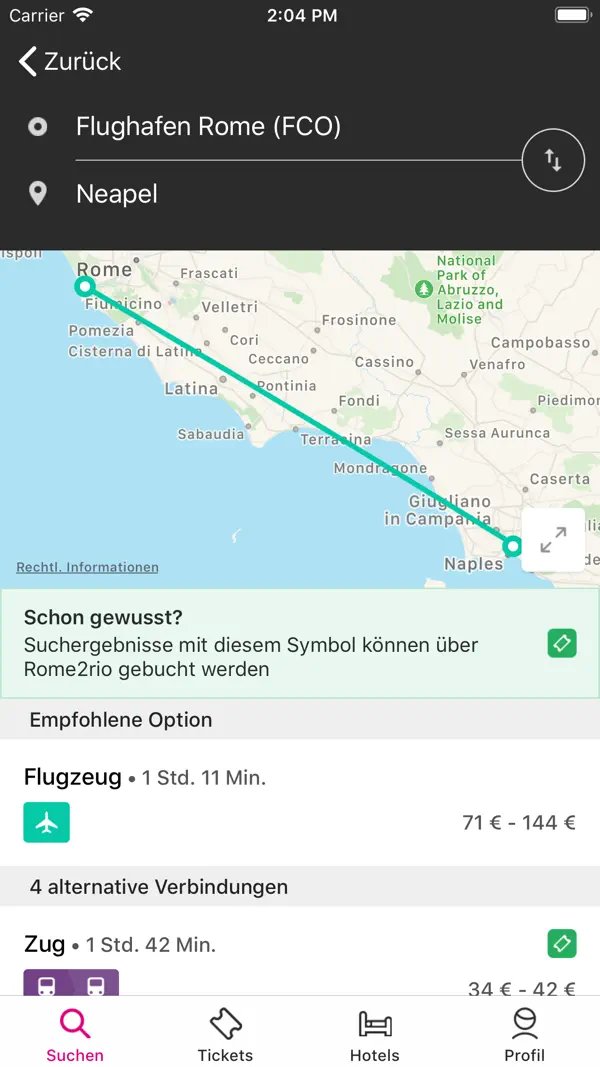 Rome2Rio Screenshot 2