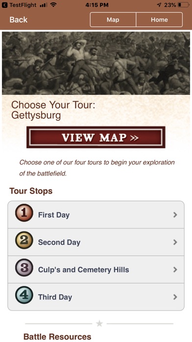 Gettysburg Battle App Screenshot