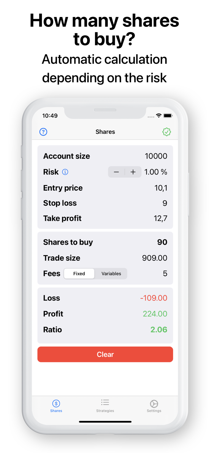 Trade Size stock trading risk