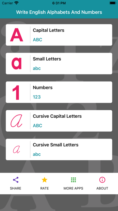 Write Alphabets And Numbers Screenshot