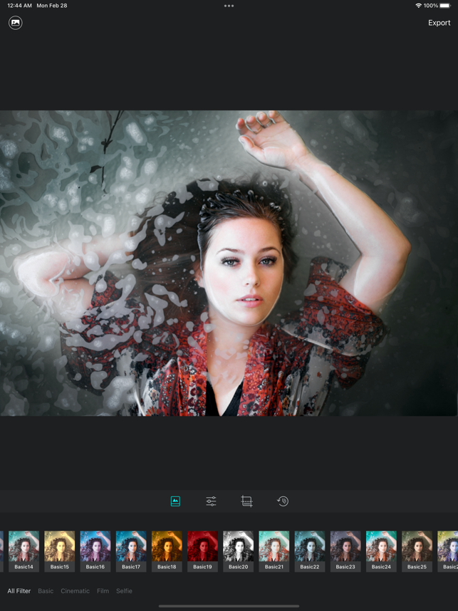 Luca — zrzut ekranu edytora zdjęć i filtrów