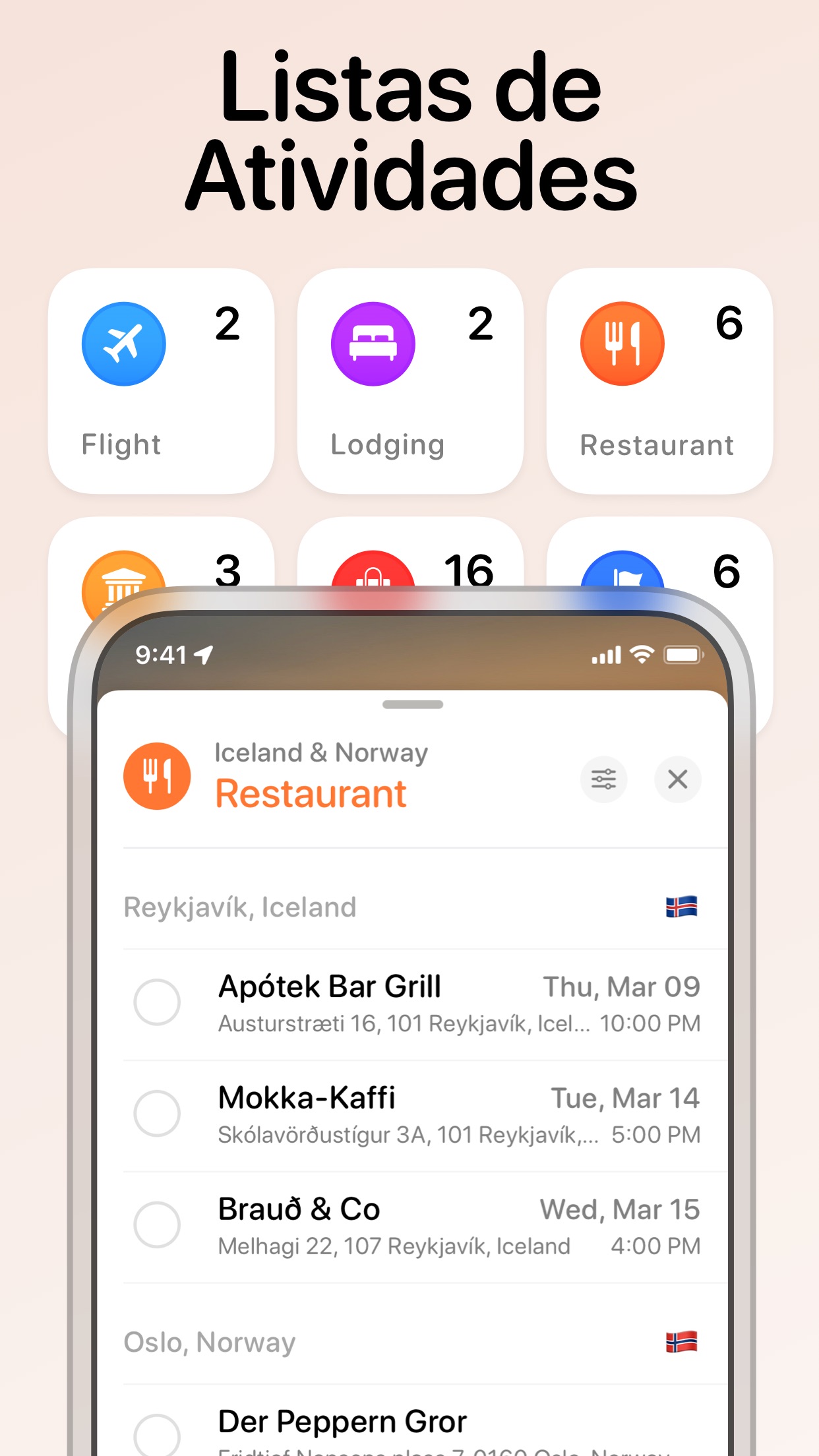 Screenshot do app Tripsy: Itinerários de Viagem