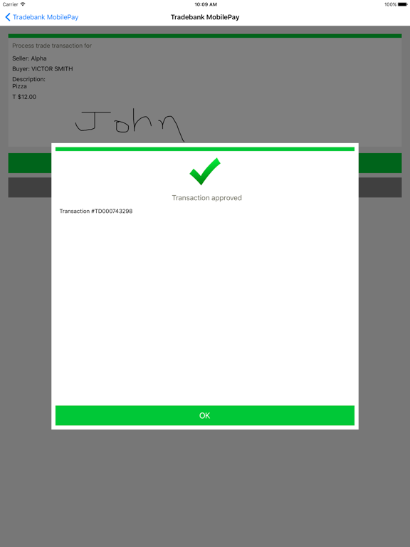 Tradebank MobilePAY iPad screenshot