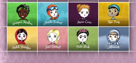 Women Who Changed the World - A grid display allows easy navigation through the diverse collection of women, showcasing captivating portraits of figures like Wangari Maathai and Frida Kahlo.