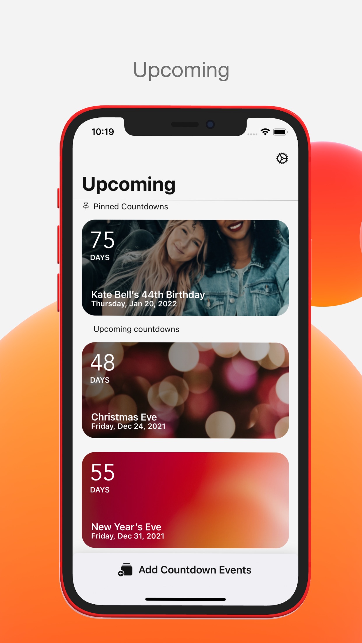 Screenshot do app Upcoming - Event Countdown