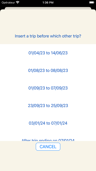 90 days in Schengen planner Screenshot