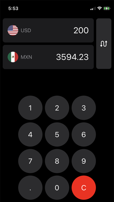 Pesos to Dollars Conversion Screenshot