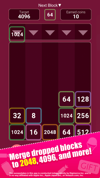 Cash Rewards - 2048 drop Screenshot