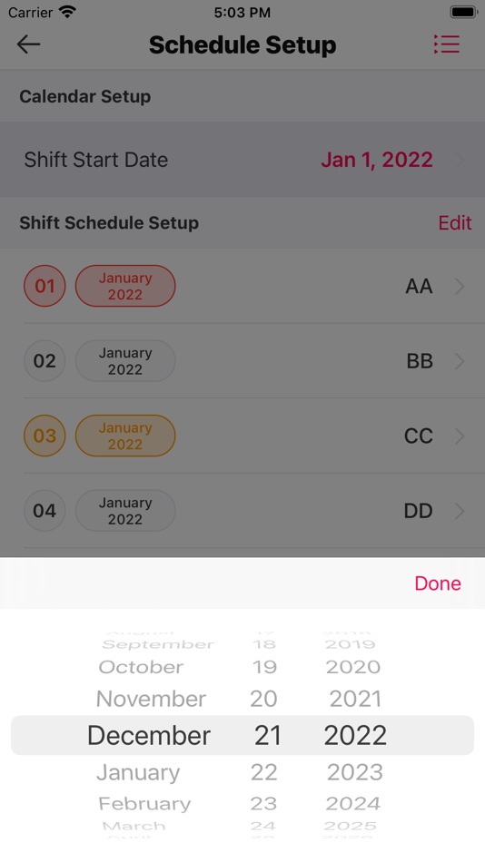 #8. Shift Calendar App (iOS) 由: Twinkle Makwana