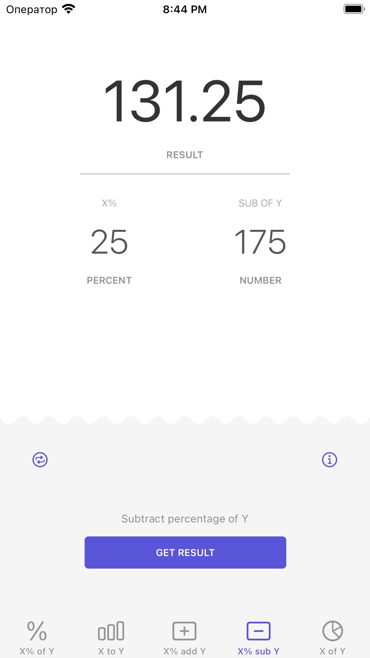 Screenshot do app i know percent