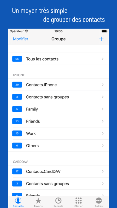 Screenshot #1 pour iContacts+: Contacts de groupe