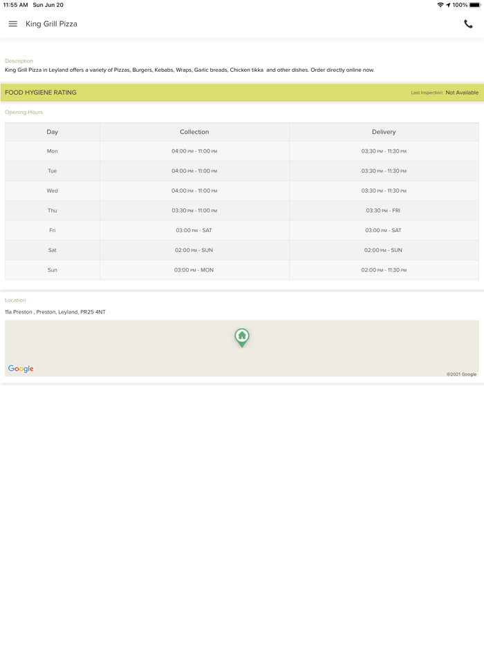 King Grill Pizza Leyland