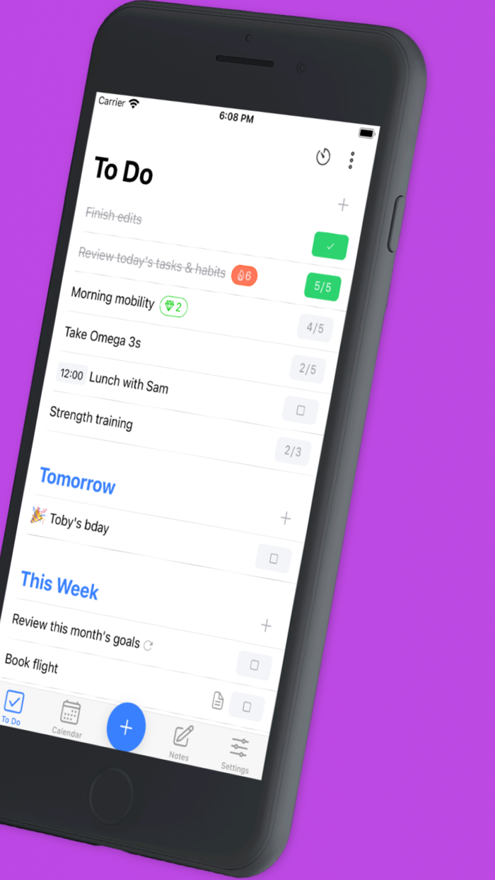 Motidayt Habits Tasks Goals