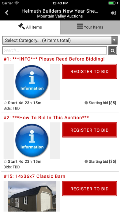 Mountain Valley Auctions Screenshot