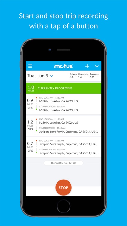 Motus - Business Mileage Log