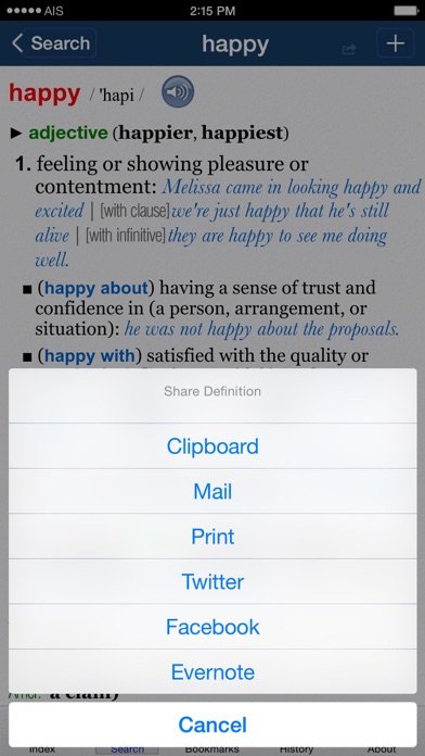 Oxford Dictionary of English. Screenshot