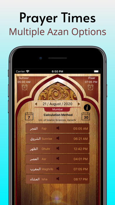 Prayer Times & Athan Qibla App Screenshot