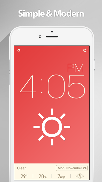 Screenshot #1 pour Red Clock - Weather & Alarm