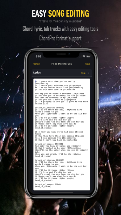 Band setlist manager Screenshot