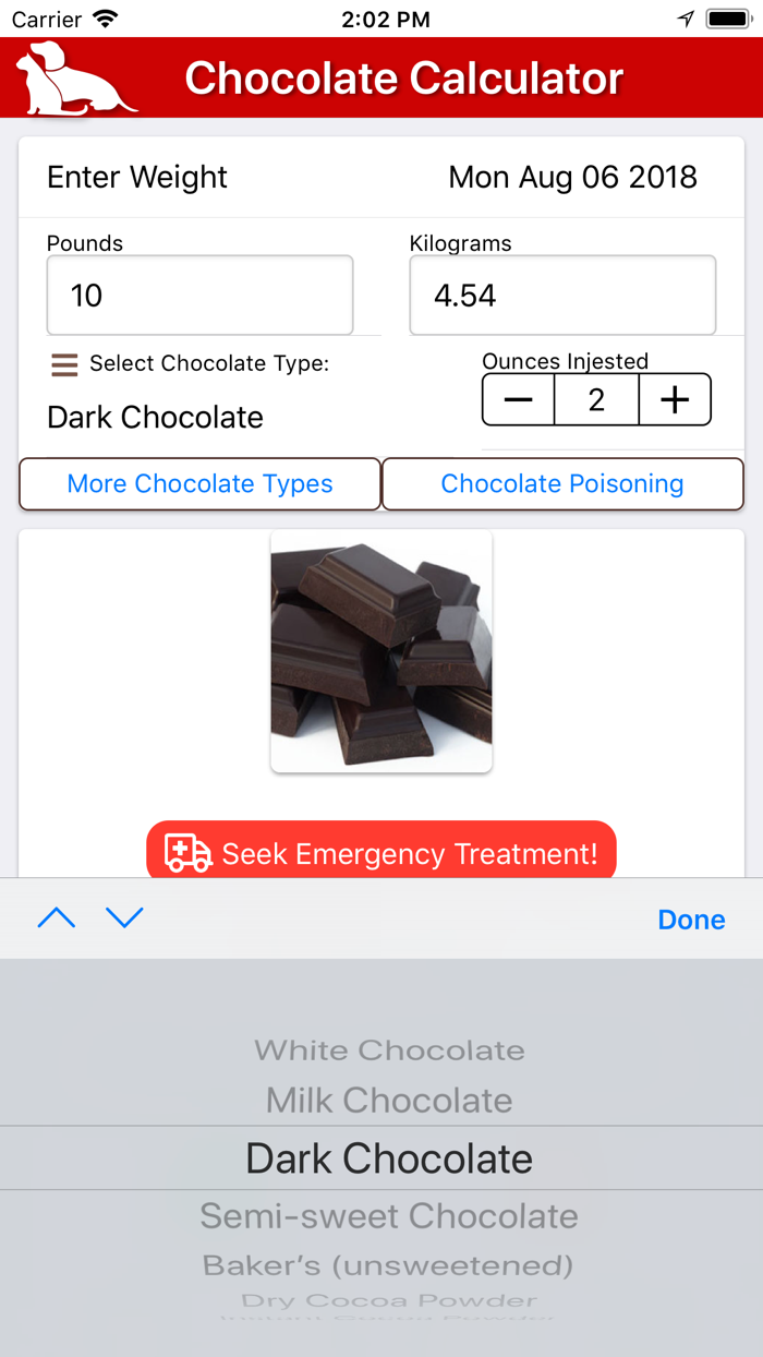 Chocolate Toxicity Calculator