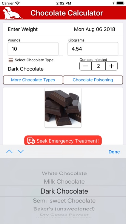 Chocolate Toxicity Calculator
