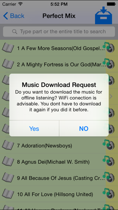 Worship and Praise Lyrics Screenshot
