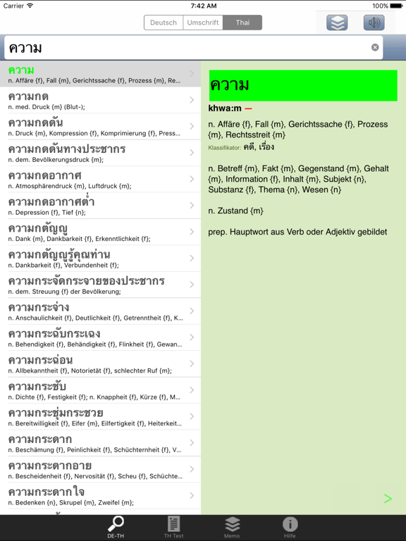 Screenshot #6 pour ClickThai Wörterbuch
