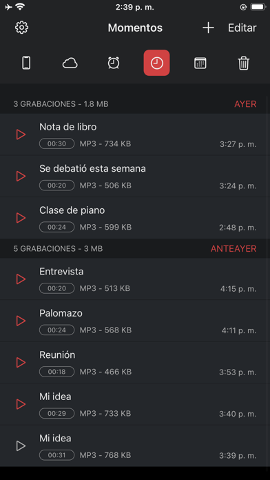 Grabadora de voz, Notas de voz