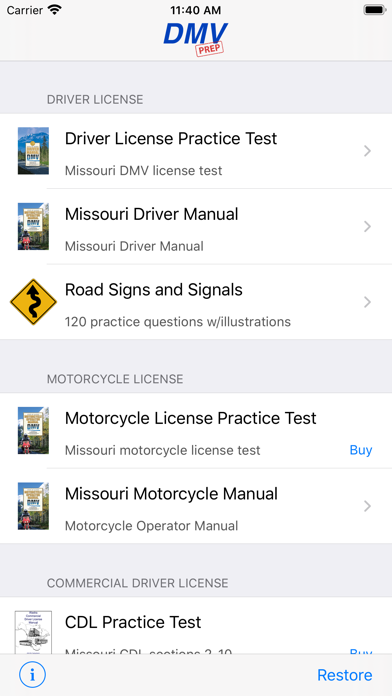 Missouri DMV Test Prep Screenshot