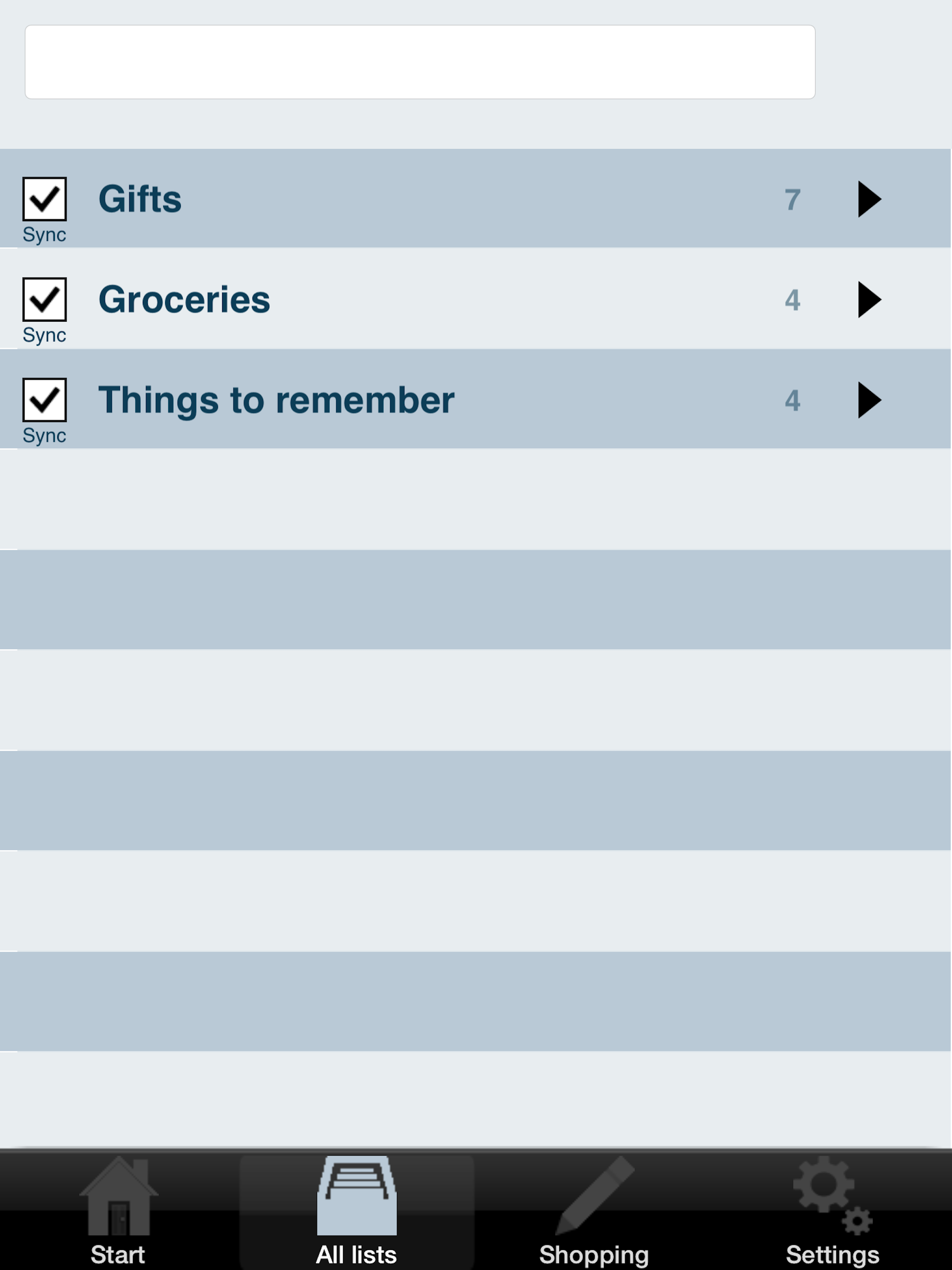 Grocery list - online sync