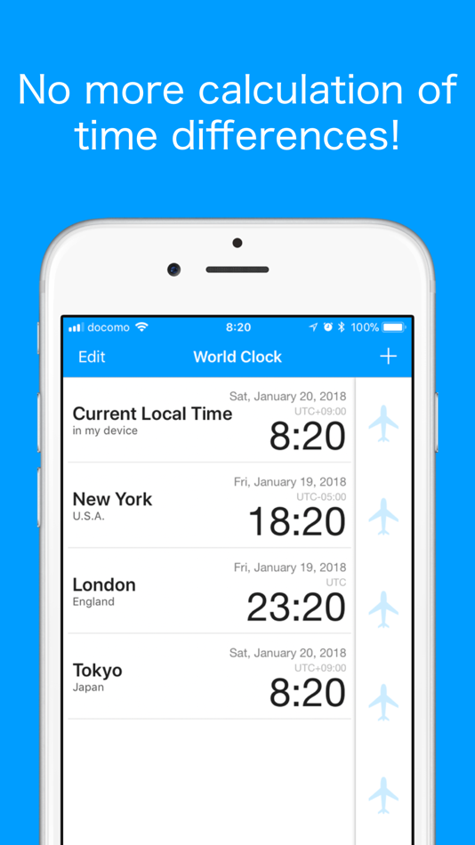 #1. World Clock -Time Converter- (iOS) 来自: Yuki Fukui