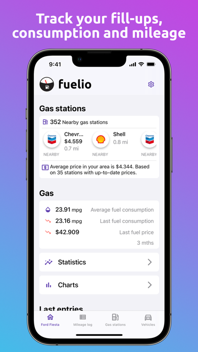Screenshot #1 pour Fuelio : carburant et coûts