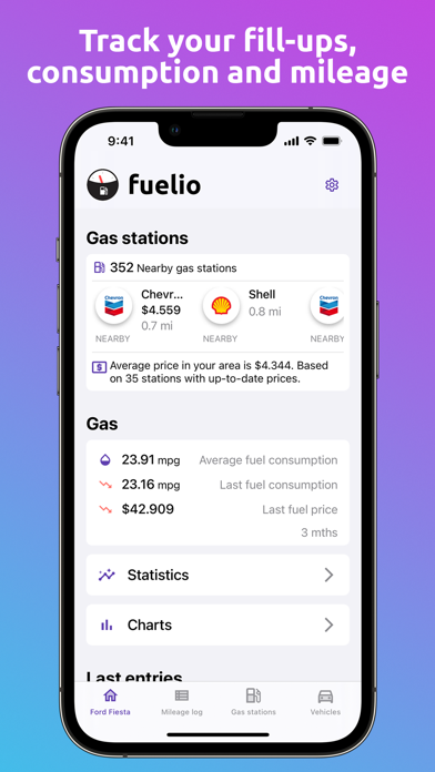 Fuelio - gas log, MPG Screenshot