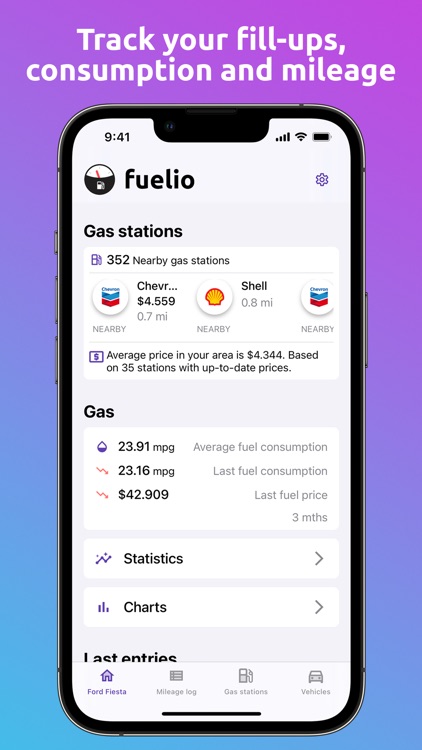 Fuelio - gas log, MPG