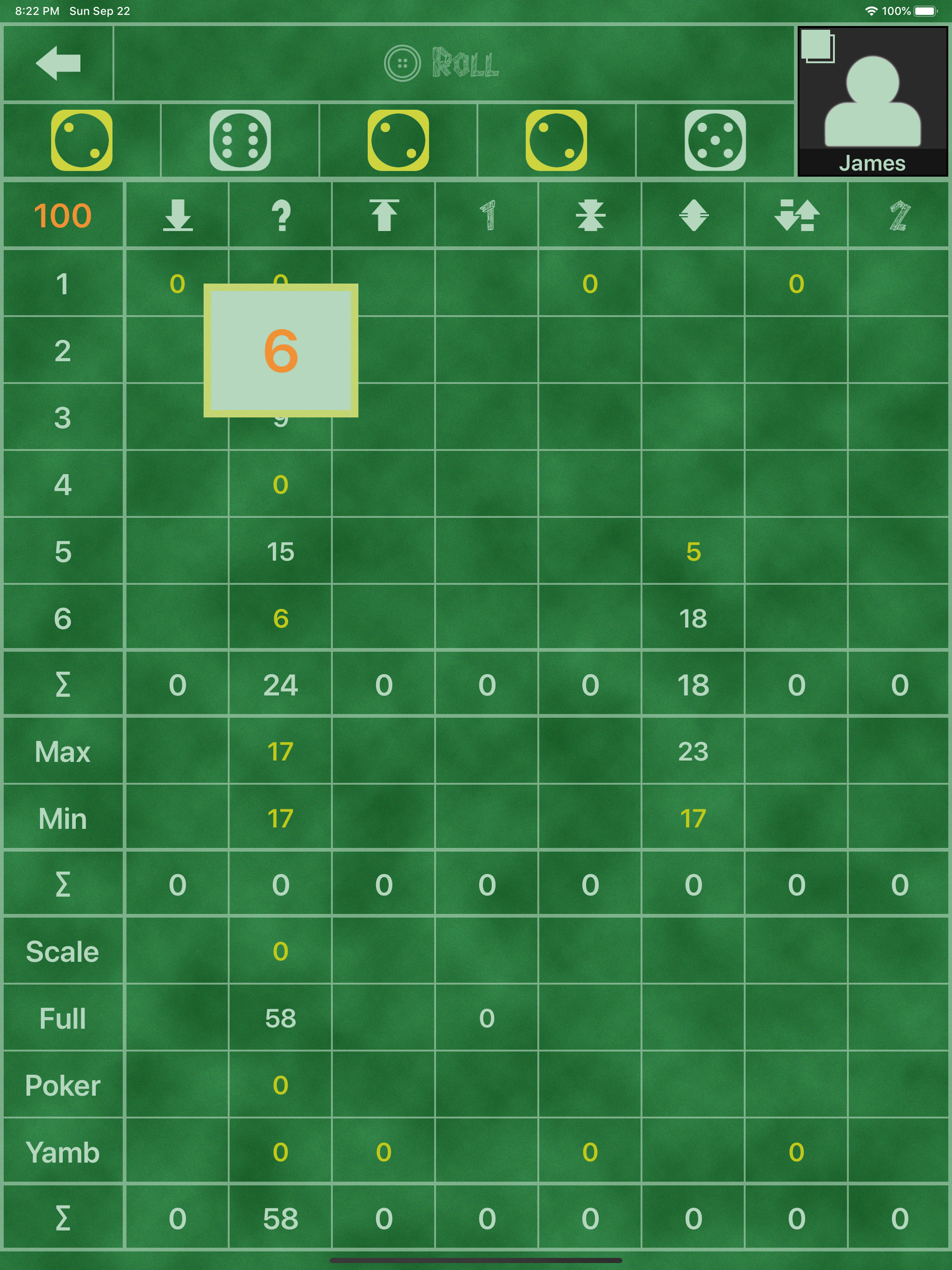 Yamb: Five Dice
