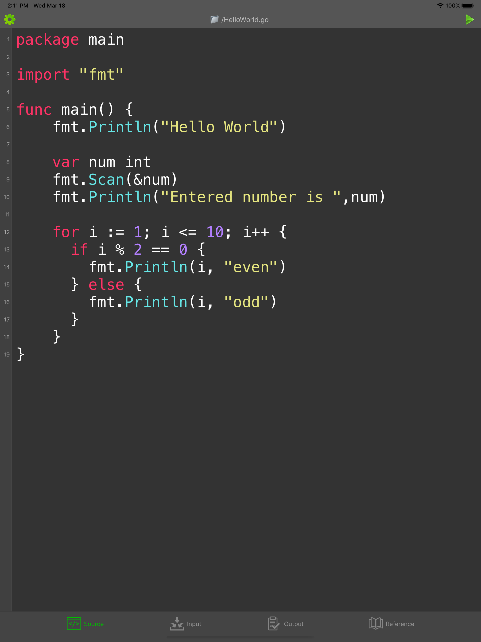 Go Programming Compiler