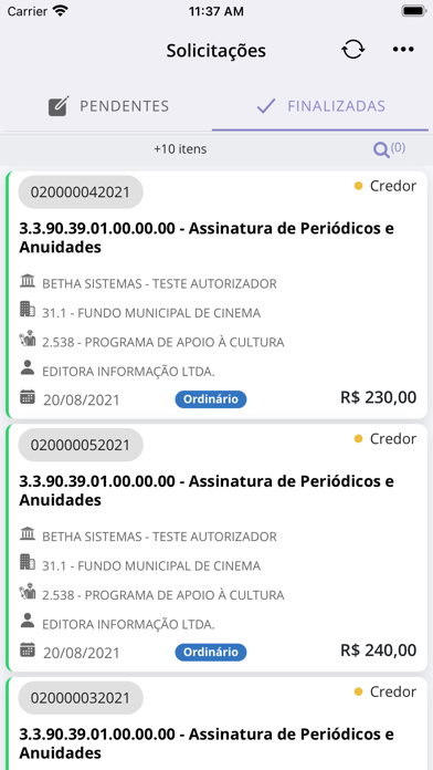 Autorizador Screenshot