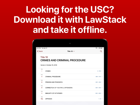 LawStack: CFR,USC,Statutes,Law iPad screenshot