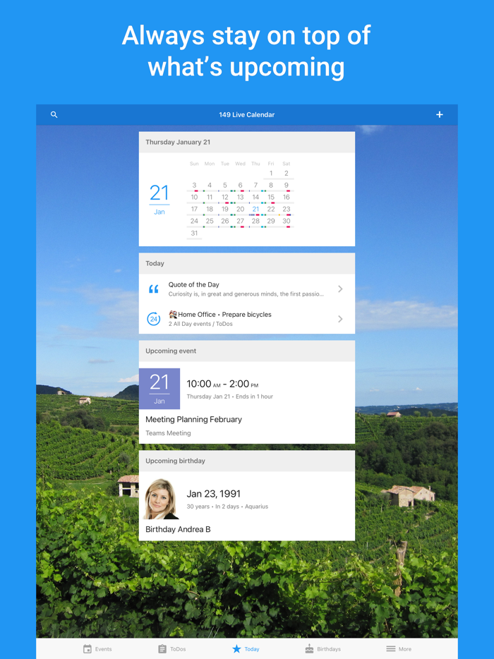 149 Live Calendar and ToDo list