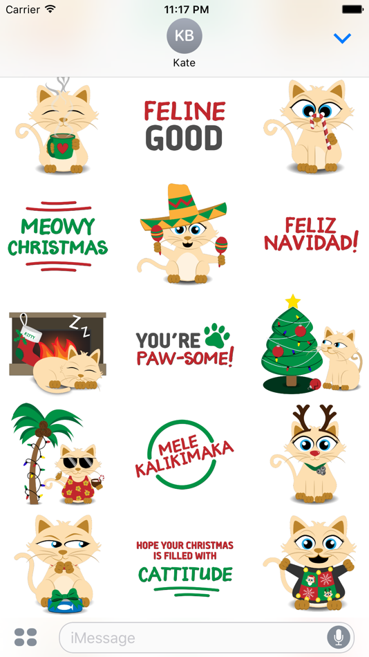 #2. Christmas Kitties Sticker Pack (iOS) By: Bella Fiore Studios, LLC