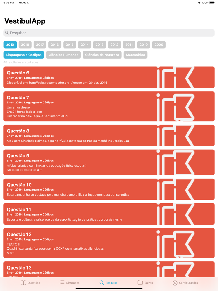 Questões ENEM VestibulApp