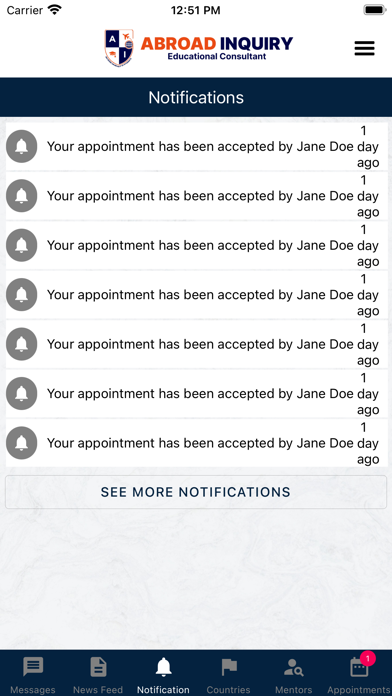 Abroad Inquiry Screenshot