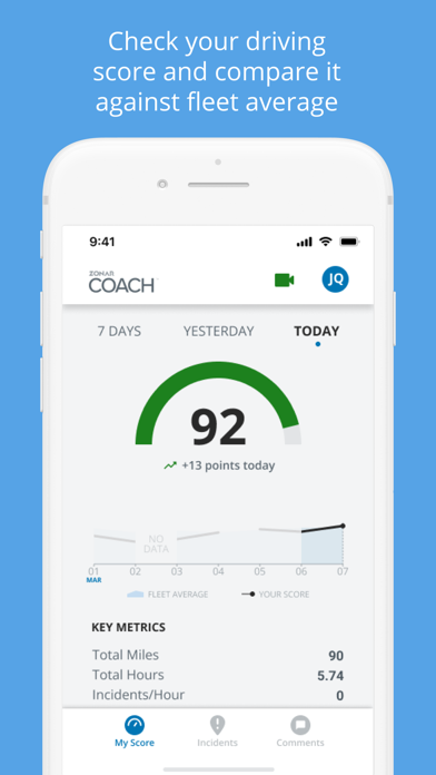 Zonar Coach™ Driver App Screenshot