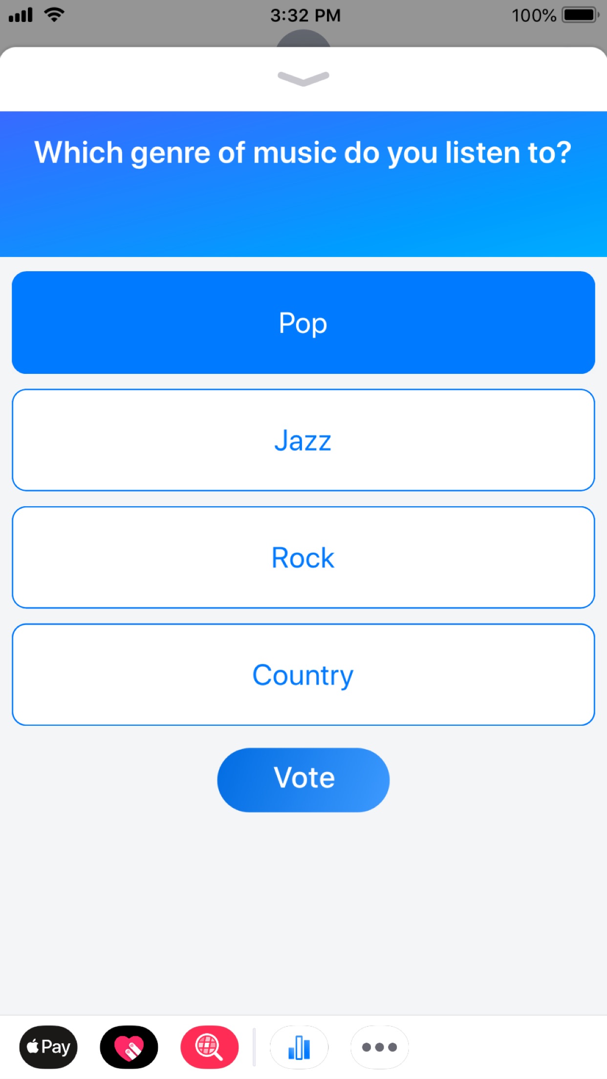 Screenshot do app Tally - Polls for iMessage