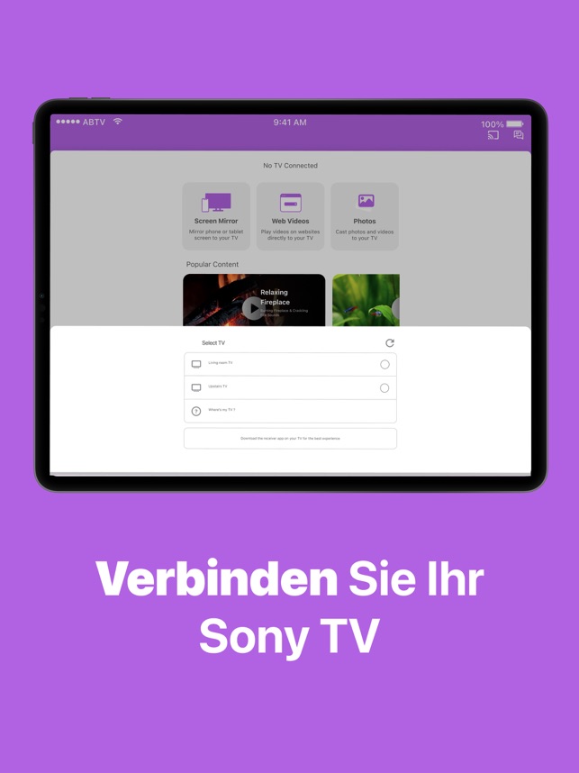 Sony TV Screen Mirroring Cast im App Store