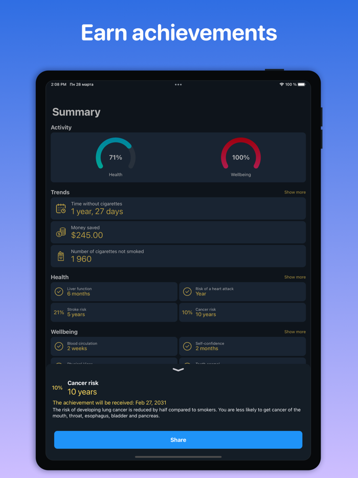 Stop smoking tracker quit app